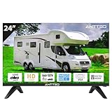 Antteq Televisore LED 24 Pollici (60 cm) HD con 12V – Senza Smart TV, Triple Tuner DVB-C/T2/S2, Modalità Hotel, Audio Dolby, SCART & CI+ – Ideale per Camper, Campeggio e Hotel