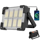 OHAYORI Faro LED Ricaricabile, Faretto LED Portatile USB, 4 Modalità Luce da Lavoro, Power Bank, Lampada da Lavoro Solare da Esterno Impermeabile per Campeggio, Manutenzione, Pesca, Emergenza