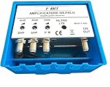Vsnetwork Amplificatore Antenna TV da Palo con Filtro Lte/5G, Guadagno Massimo 40Db Regolabile, 2 Ingressi Uhf +1 Vhf, Bande separate