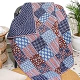 RAJRANG Plaid multicolore per divano e letto, 152x127 cm colorato etnico indiano intrecciato a mano stile vintage plaid per uomo e donna, coperte calde super morbide reversibili per uso quotidiano