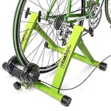 Relaxdays Rullo per Bicicletta, Ripiegabile, per Ruote da 26-28 Pollici, Interno, Fino a 120 kg, Antiscivolo, Verde