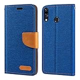 Custodia Flip in Tessuto Oxford e Pelle PU Compatibile con Asus Zenfone 5z ZS620KL, Cover Protettiva con Chiusura Magnetica e Tasche per Carte