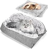 RWSRW Cuccia per gatti, lavabile, morbido cuscino per gatti, 2 in 1, per gatti e cani di piccola taglia, 60 cm x 50 cm, grigio