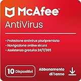 McAfee AntiVirus Plus 2023 | 10 dispositivi | Software antivirus, di sicurezza Internet e di protezione | Windows/Mac/Android/iOS | Abbonamento di 1 anno | Codice di download