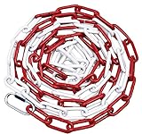 Catena di sicurezza in metallo rosso e bianco, 10 metri, ad alta visibilità, senza ingresso, diametro 5 mm, per controllo della folla, barriera di parcheggio, traffico, code